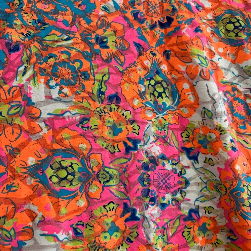 Lulu B Vibrant Floral Tunic Top 3/4 Sleeves Lightweight Relaxed Fit Beach S - Picture 6 of 7